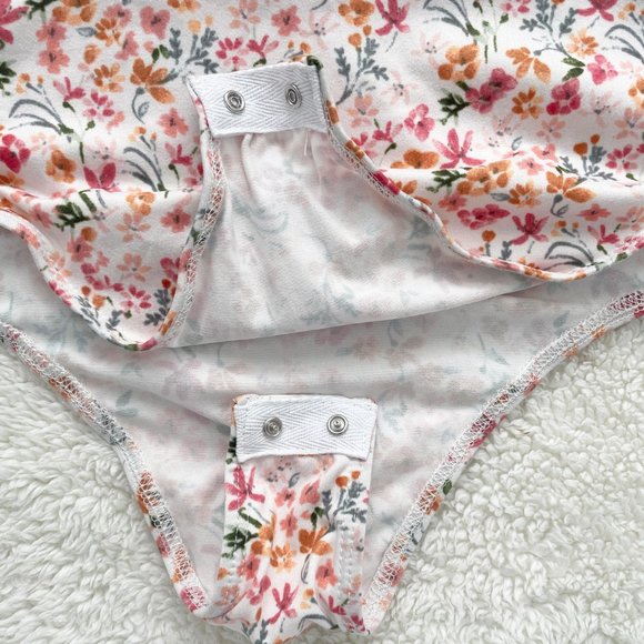 Lulus Sweetest Nature Ivory Floral Print Short Sleeve Bodysuit XL Extra Large - Picture 6 of 7